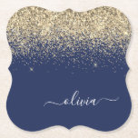 Guld marinblå Glitter-skript Monogram Girly Namn Underlägg Papper<br><div class="desc">Glitter-skript Monogram Namn Pappra Underlägg i marinblå och Guld Gnistra. Det gör perfekt studenten,  födelsedag,  bröllop,  möhippa,  årsdag,  babydusch eller bachelorette-fest till någon som glam lyx och chic stilar.</div>
