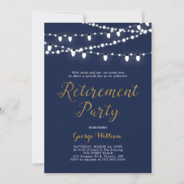 Guld & Marinblå | Modern Invitation till pensionsf Inbjudningar