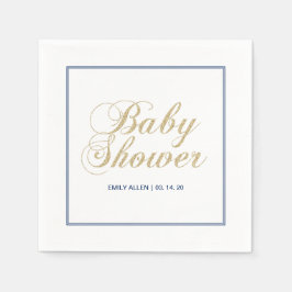 Guld & Marinblå | Modern Pojke Babyshower Papperss Pappersservett