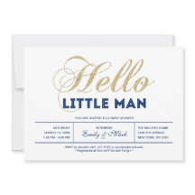 Guld, Marinblå | Modern Typografi Pojke Babyshower