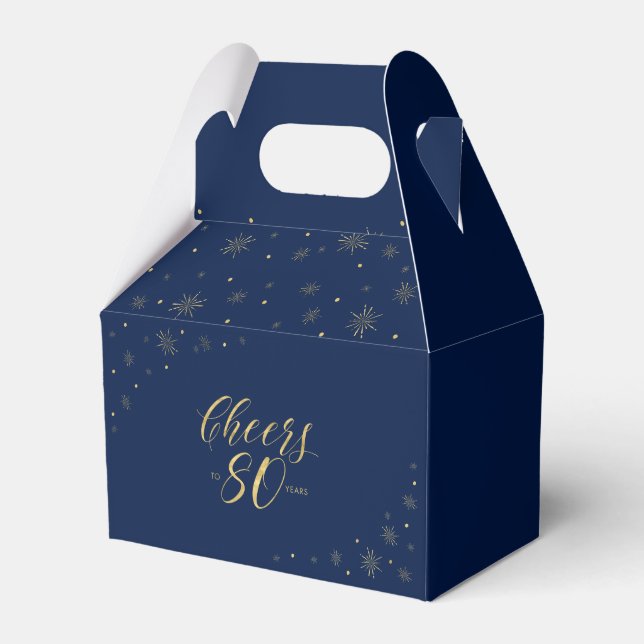 Guld & Marinblå | Skål 80 år Födelsedagsfirande Presentaskar (Framsidan Sidan)