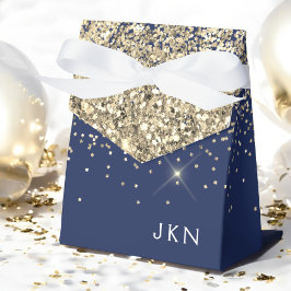 Guld Marinblå Tjej Glitter Glans Monogram Namn Presentaskar