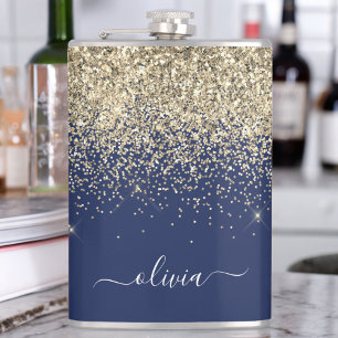 Guld marinblått Glitter Anpassningsbar Monogram Na Fickplunta