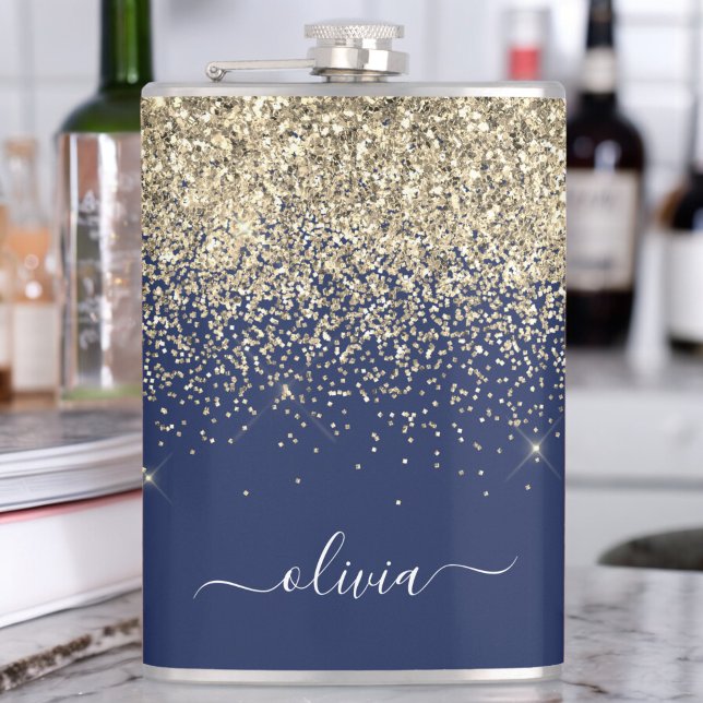 Guld marinblått Glitter Anpassningsbar Monogram Na Fickplunta (Skapare uppladdad)