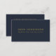 Guld marinblått | Minimalistisk modern Professione Visitkort (Front/Back)