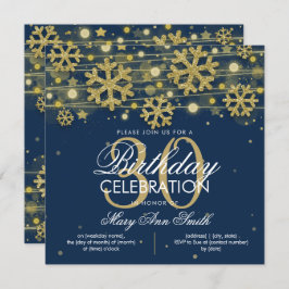Guld-marinblåvare Glitter Glam 30års födelsedag Inbjudningar