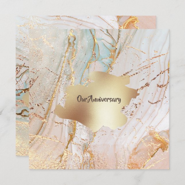 Guld marmor geode struktur DIY elegant party Inbjudningar (Fram/baksida)