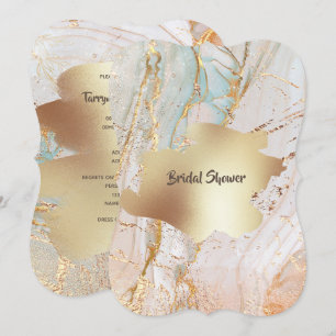 Guld marmor geode struktur DIY-klass party Inbjudningar