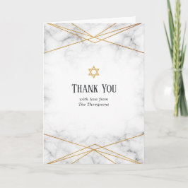 Guld Marmor Geometrisk Bat Mitzvah Tack Kort