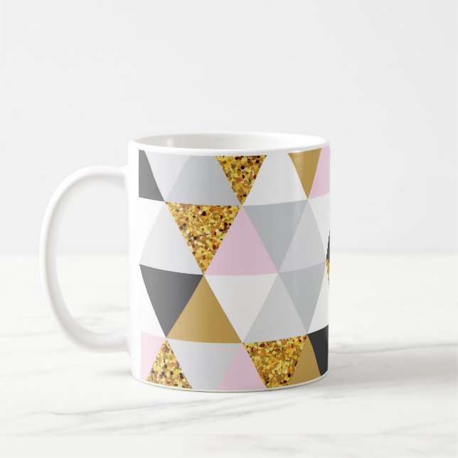 Guld marmor, geometrisk sömlös struktur kaffemugg (Vänster)