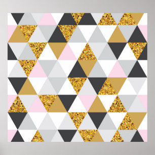 Guld marmor, geometrisk sömlös struktur poster