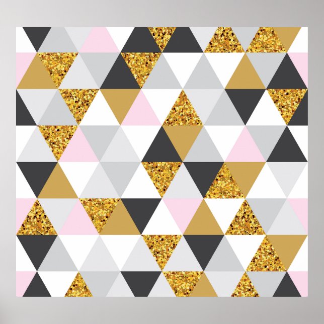 Guld marmor, geometrisk sömlös struktur poster (Framsidan)