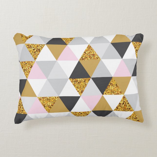 Guld marmor, geometrisk sömlös struktur prydnadskudde (Framsidan)