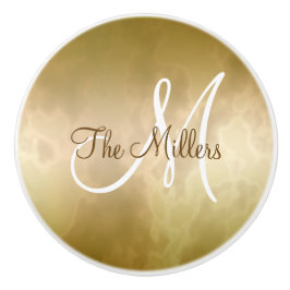 Guld- marmor med namn och märka med sina initialer knopp