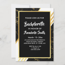 Guld marmor ränder typografi svart ogift man inbjudningar