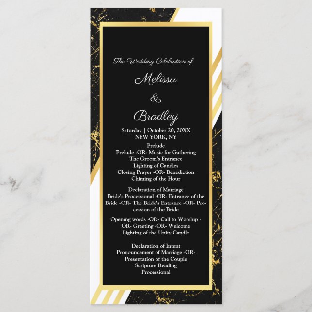 Guld marmor ränder typografi svart program (Framsida)