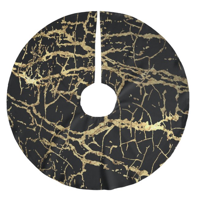 Guld Marmorering Textur: Lyxigt Designelement Julgransmatta Borstad Polyester (Framsidan)