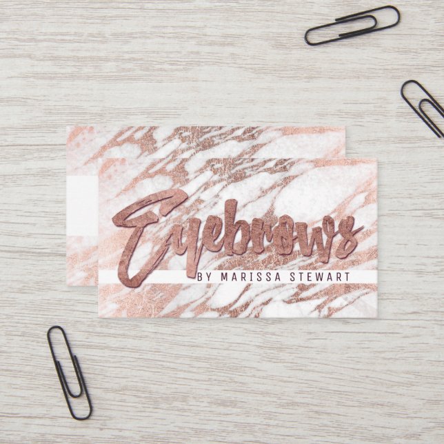 Guld- marmorögonbryn för chic elegant vit ros visitkort (Fram/Back In Situ)