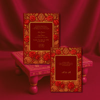 guld Maroon Ros Mango Paisley Hindu Bröllop