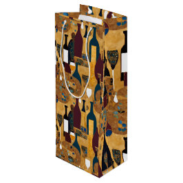 Guld Maroon Vin Mönster Gift Bag