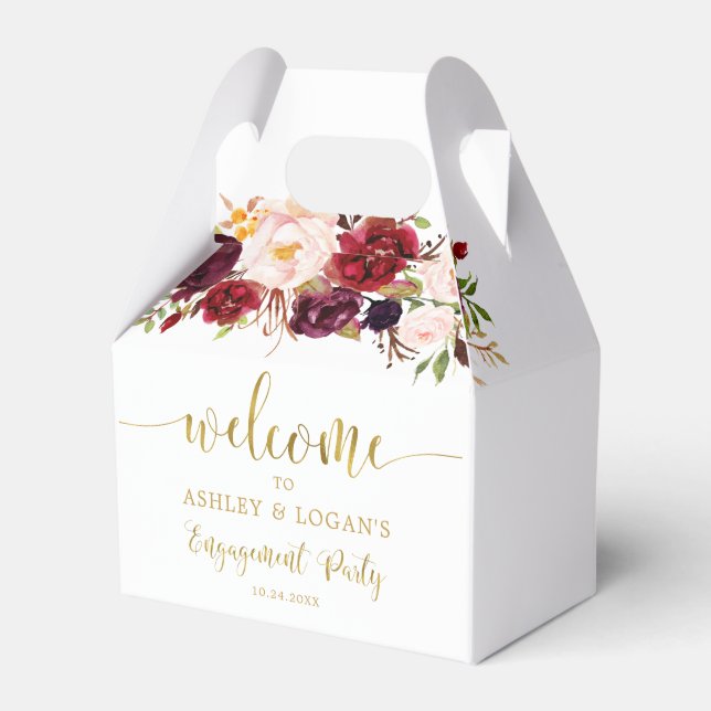 Guld Marsala Boho Höst Förlovningsfest  Presentaskar (Framsidan Sidan)