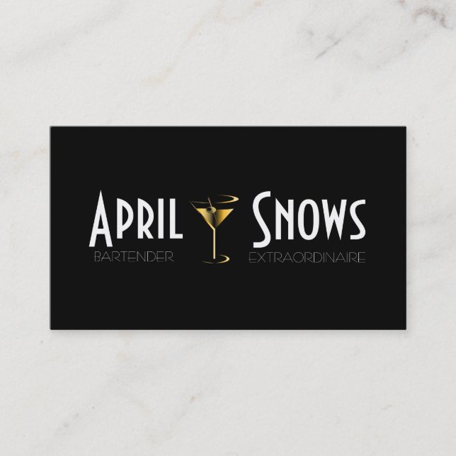 Guld- Martini för Bartendervisitkortar coctail Visitkort (Framsida)