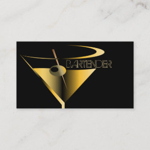 Guld- Martini för Bartendervisitkortar coctail Visitkort