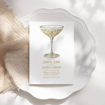 Guld Martini Glas 1920-talet Art Deco Rehearsal Di
