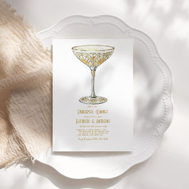 Guld Martini Glas 1920-talet Art Deco Rehearsal Di Inbjudningar