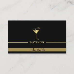 Guld Martini Logotyp Bartender Visitkort
