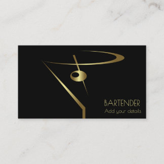 Guld Martini Olive Cocktail Bartender Visitkort