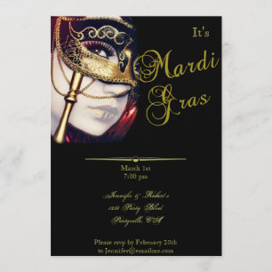 Guld maskerar på det svart Mardi Gras partyet Inbjudningar