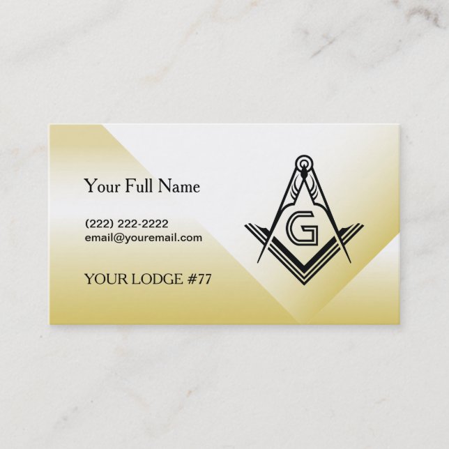 Guld Masonic Business Card-mall | Frimursverk Visitkort (Framsida)