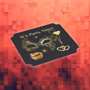 Guld Masquerad Det är Party Underlägg Papper