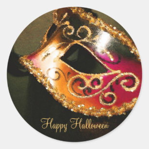 Guld MasqueraHalloween fest Stickers Runt Klistermärke