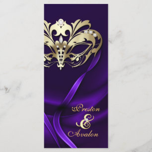 Guld MasqueraLila Jeweled Bröllopsprogram Program