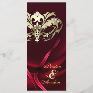 Guld MasqueraREd Jeweled Bröllopsprogram Program