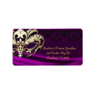 Guld MasqueraRosa Jewel Bröllop Address Label Adressetikett