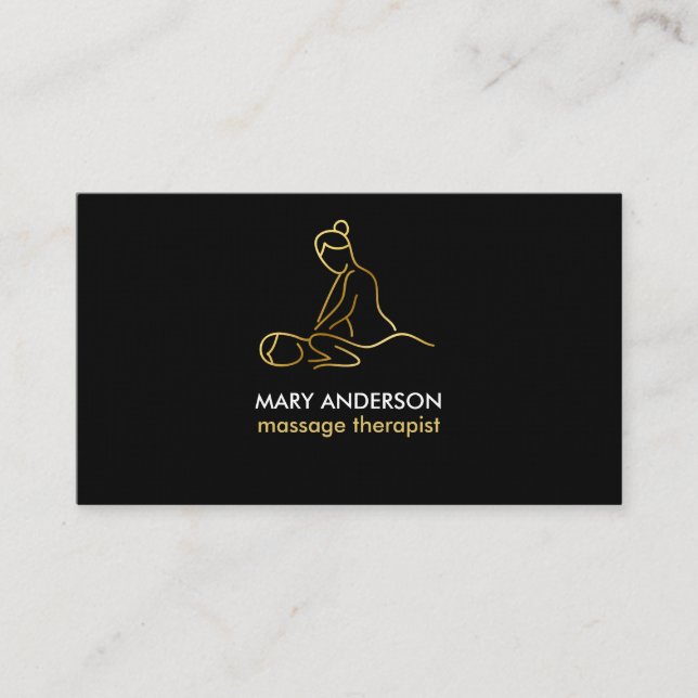 Guld Massage Terapeut Massör Spa Visitkort (Framsida)