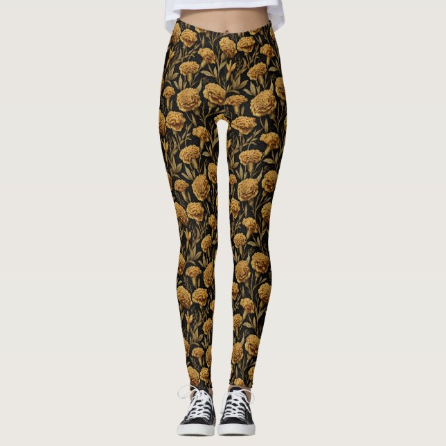 Guld Maternitets Nejlikblad Bröllop årsdag Leggings (Framsida)