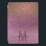 Guld Mauve Lila Sparkly Glitter Ombre Monogram iPad Pro Skydd<br><div class="desc">Den här eleganten, glamoreringen och chicen är perfekt för trendiget och snyggtens giriga flicka. Den har en faux utskriven glatt mörk guld glitter i mauve lila till pastellfärgad lila trippel gradient ombre. Den är modern, söt, giftig, unik och coola. Anpassa den här designen med din egen personlig-monogramfamilj namn och/eller initial....</div>