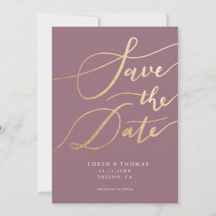 Guld Mauve-skript Typografi Spara Datumet
