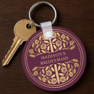 Guld Mauve Svärd Brudtärna Kunglig Bröllopspresent Nyckelring