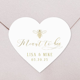 Guld Meant to Bee honey Wedding Favor Hjärtformat Klistermärke