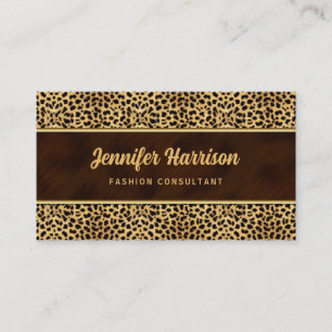 Guld med Cheetah Animal Print Visitkort