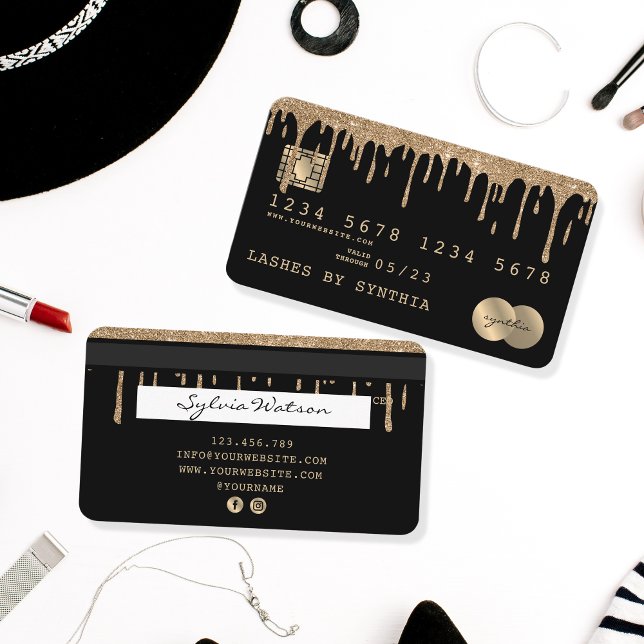 Guld med formaterad kredit-drivning visitkort (Skapare uppladdad)