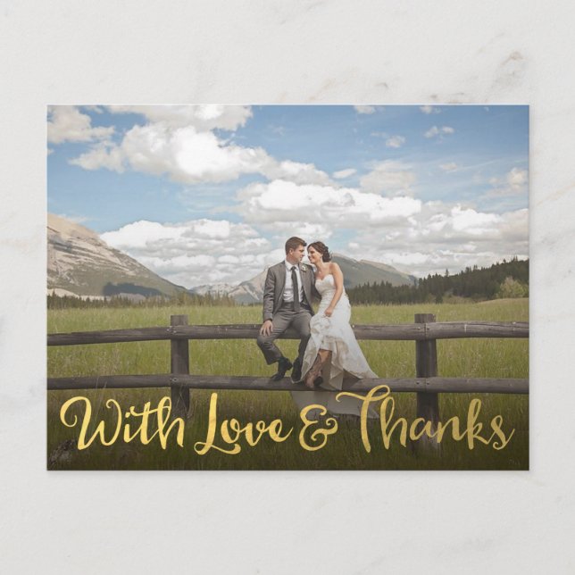 Guld med Kärlek och tackfoto med vykort (Framsida)