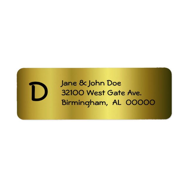 Guld med Monogram-Adressetiketter Returadress Etikett (Framsidan)