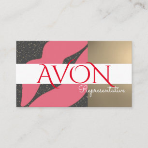 Guld med Rosa Läppar Personlig Avon Visitkort