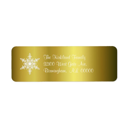 Guld med Snowflakehelgdagadressetiketter Returadress Etikett
